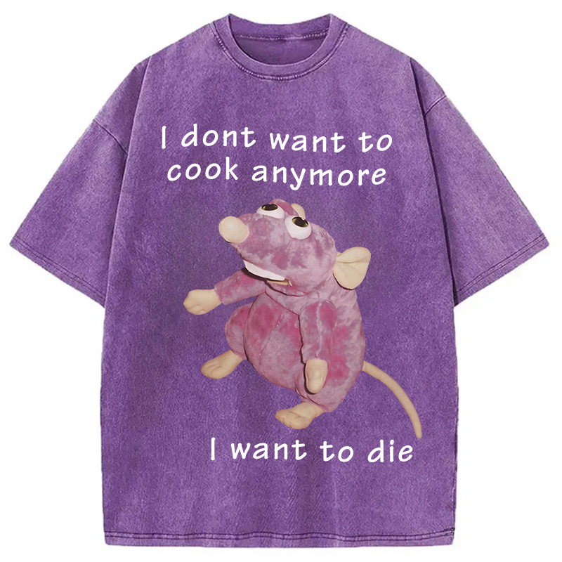 Modecanvas I Don't Want To Cook Anymore Washed T-Shirt-modecanvas