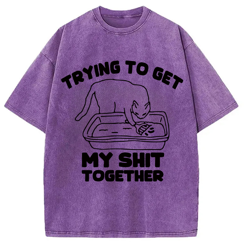 Modecanvas Cleaner Cat Washed T-Shirt