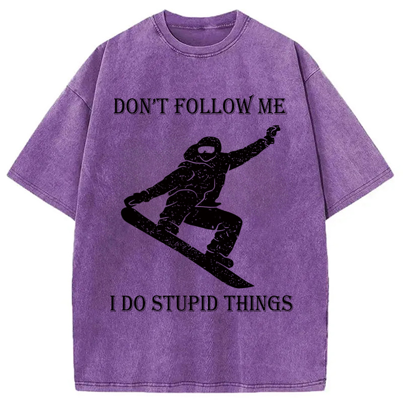 Modecanvas Winter Extreme Sports Skiing Washed T-Shirt