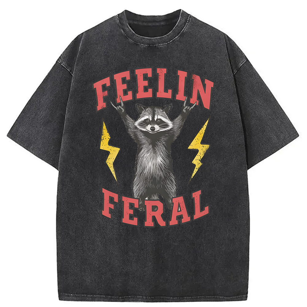 Modecanvas Feelin Feral Washed T-Shirt