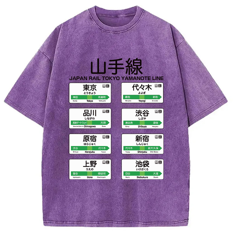 Modecanvas Japanese Subway Stations Washed T-Shirt
