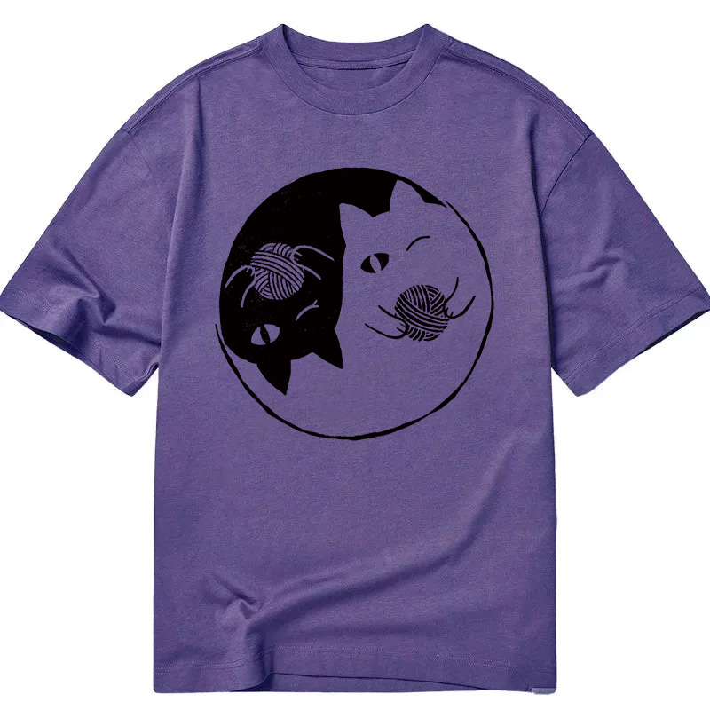 Modecanvas Yin Yarn Cat DTG Printing Classic T-Shirt-modecanvas