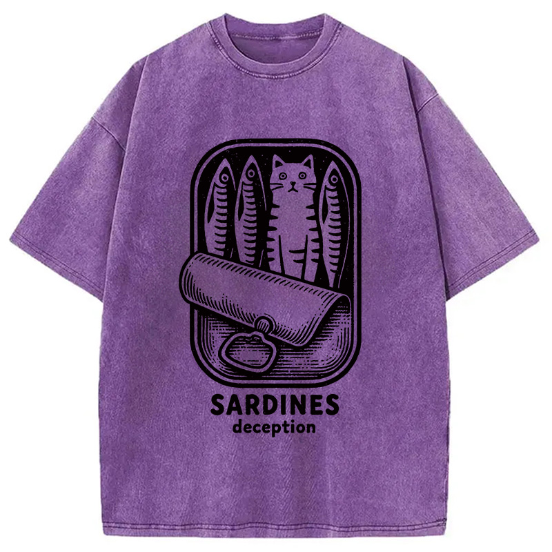 Modecanvas Funny Can Of Sardines Washed T-Shirt