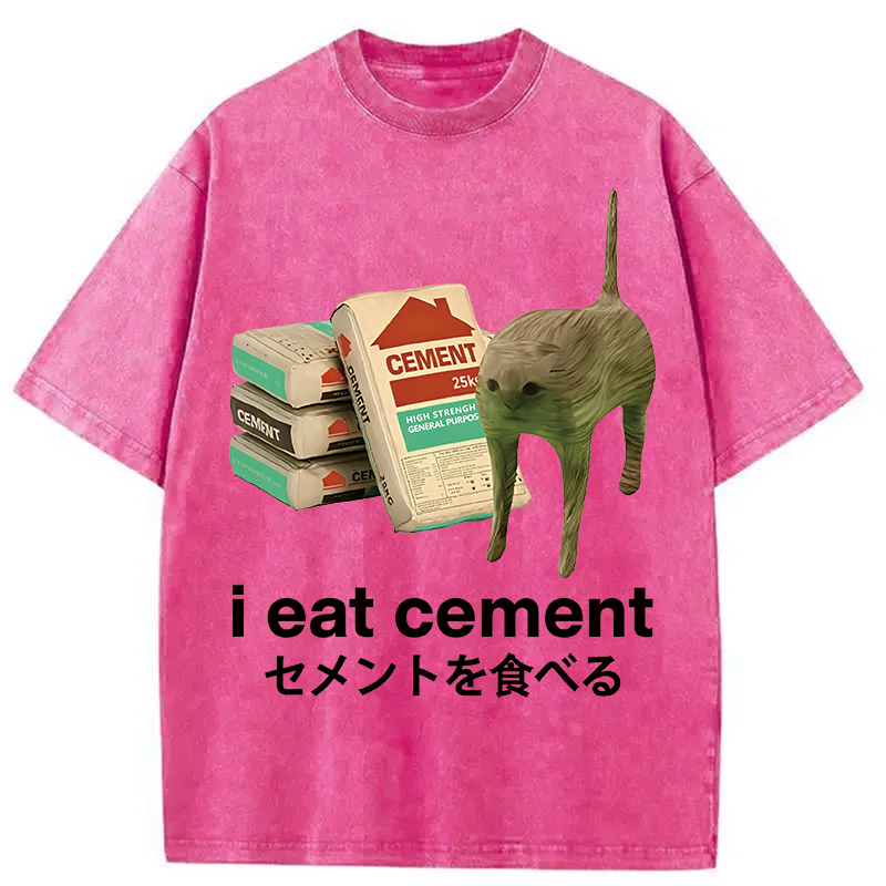 Modecanvas I Eat Cement Washed T-Shirt-modecanvas
