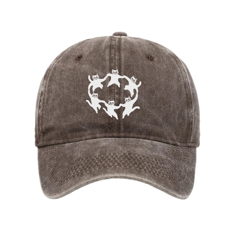 Modecanvas Leisure Cats Japanese Washed Cap-modecanvas