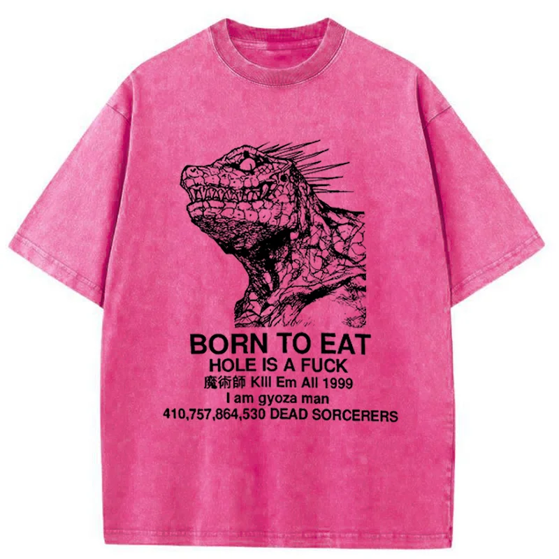 Modecanvas Born To Eat Washed T-Shirt-modecanvas