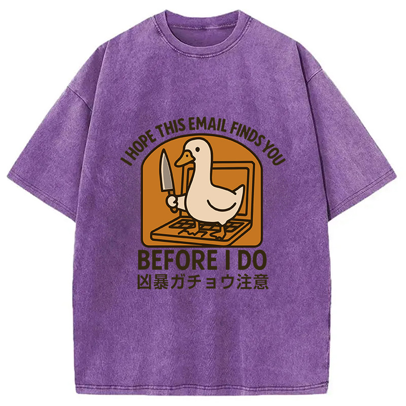 Modecanvas Goose With A Knife Washed T-Shirt-modecanvas