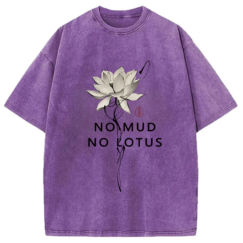 Modecanvas Japanese Zen Lotus Washed T-Shirt-modecanvas