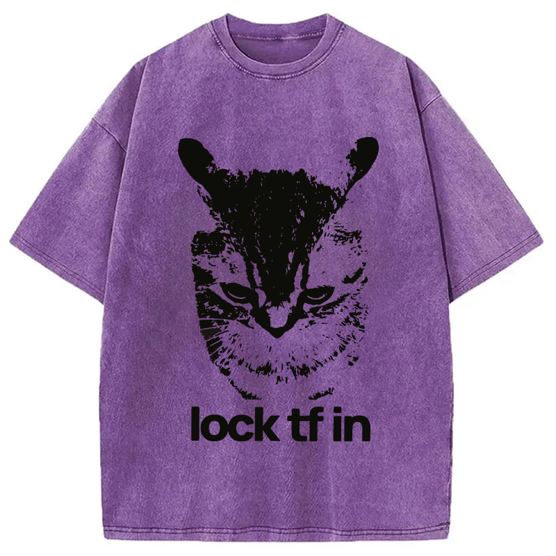 Modecanvas Lock TF In Cat Washed T-Shirt