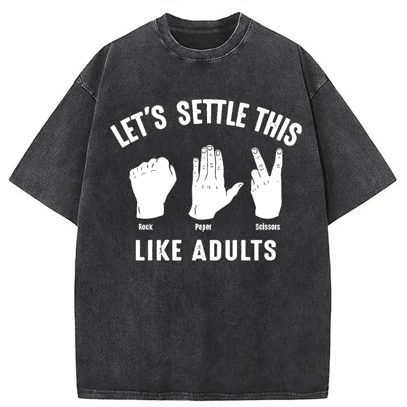 Modecanvas Solve The Problem With Rock-Paper-Scissors DTG Printing Washed T-Shirt