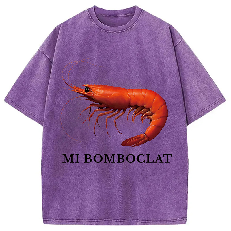Modecanvas Mi Bomboclat Shrimp Meme Washed T-Shirt