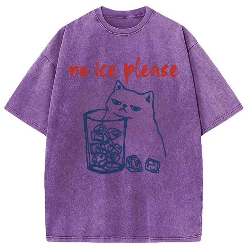 Modecanvas No Ice with Cat DTG Printing Washed T-Shirt