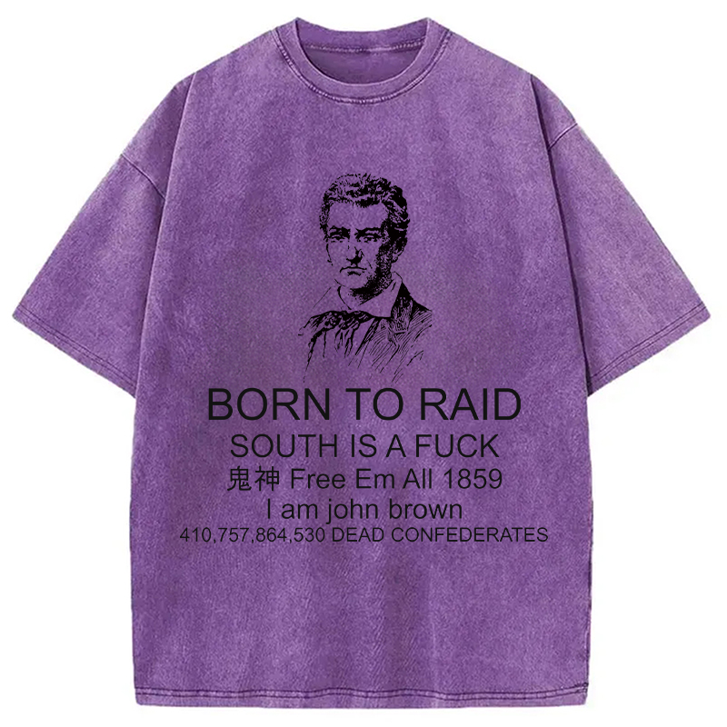 Modecanvas Born To Raid DTG Printing Washed T-Shirt