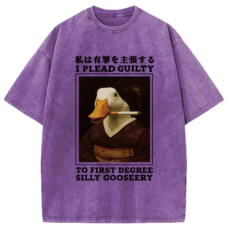 Modecanvas Silly Goose Smoking Funny Washed T-Shirt
