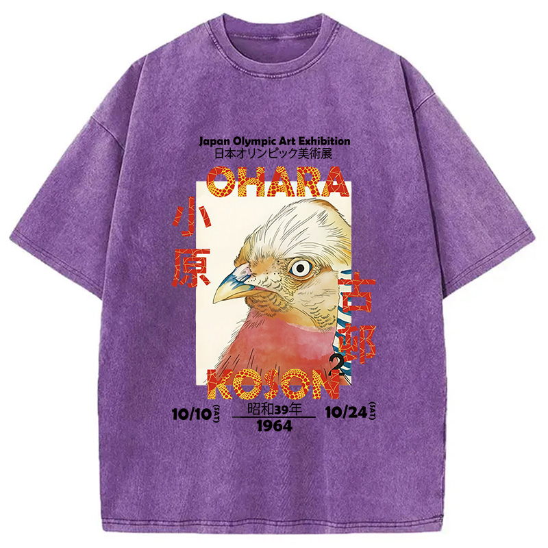 Modecanvas Japanese Bird Poster Washed T-Shirt
