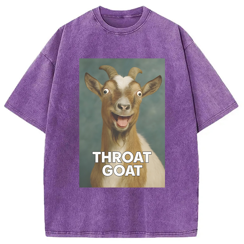 Modecanvas Throat Goat Funny DTG Printing Washed T-Shirt