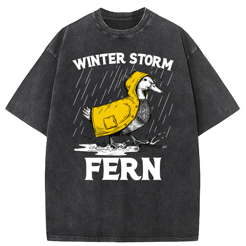 Modecanvas Winter Storm Fern 2026 DTG Printing Washed T-Shirt