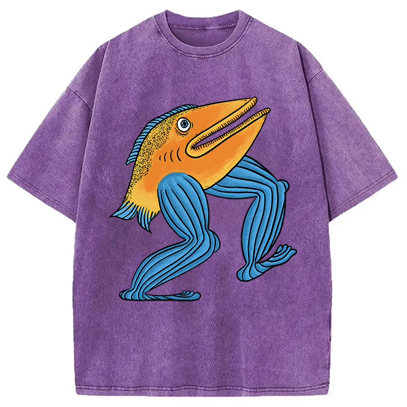 Modecanvas Leg Fish DTG Printing Washed T-Shirt
