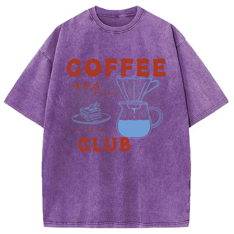 Modecanvas Kissaten Coffee Club DTG Printing Washed T-Shirt