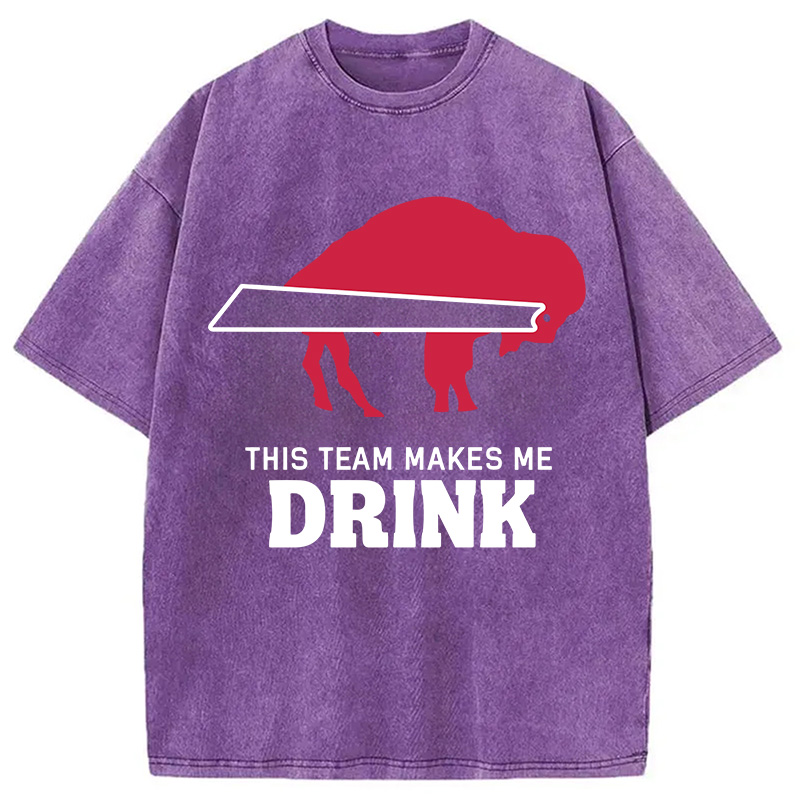 Modecanvas BILLS MAKES ME DRINK DTG Printing Washed T-Shirt