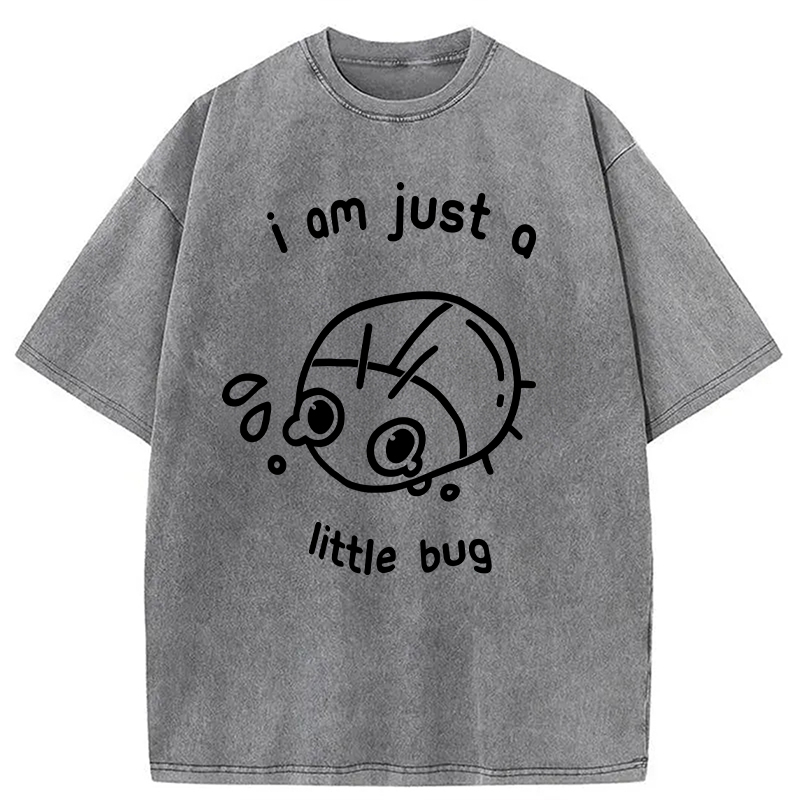 Modecanvas I Am Just A Little Bug DTG Printing Washed T-Shirt