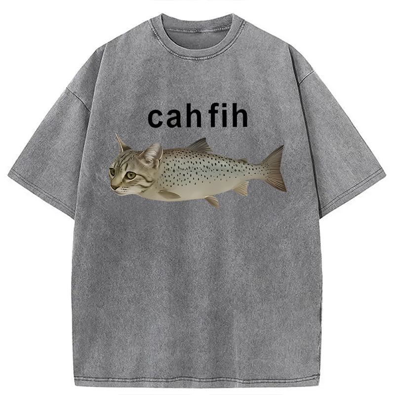 Modecanvas Cah Fih DTG Printing Washed T-Shirt-modecanvas