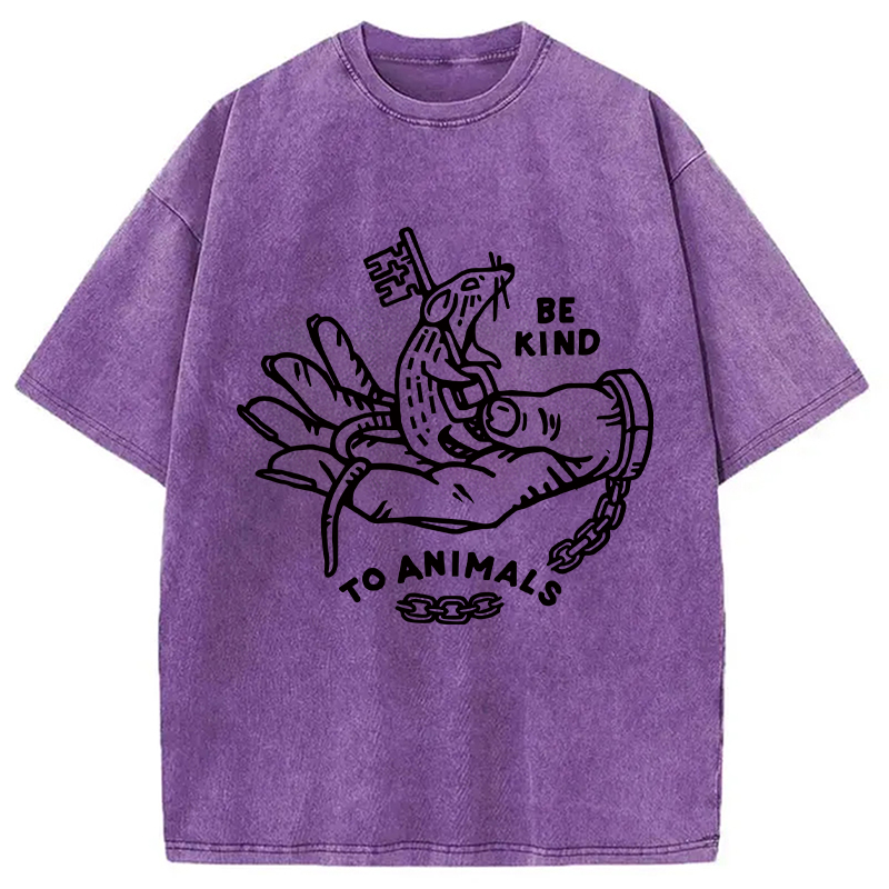 Modecanvas Be Kind To Animals DTG Printing Washed T-Shirt-modecanvas