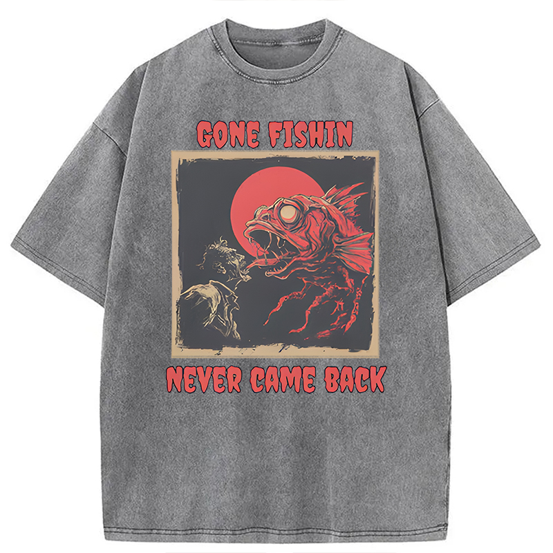 Modecanvas Zombie Fish DTG Printing Washed T-Shirt-modecanvas