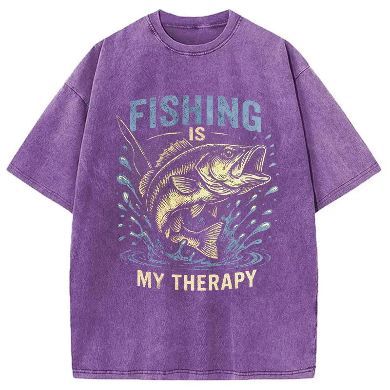 Modecanvas Funny Fisherman DTG Printing Washed T-Shirt-modecanvas