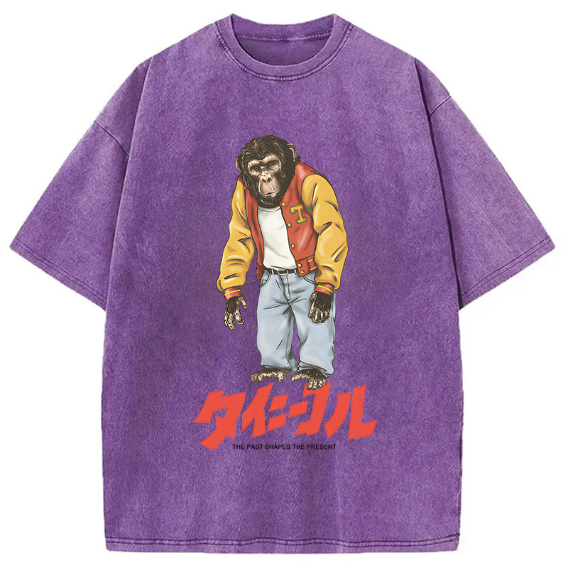 Modecanvas The Past Shapes DTG Printing Washed T-Shirt-modecanvas