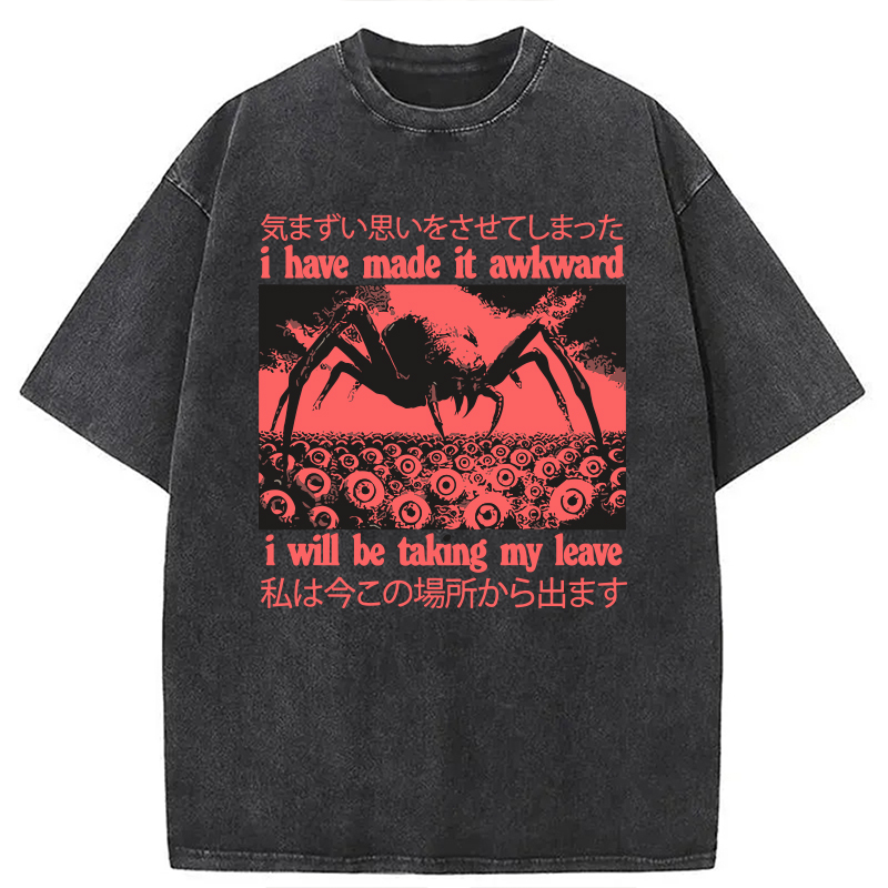 Modecanvas I Have Made It Awkward Spider Crab DTG Printing Washed T-Shirt-modecanvas