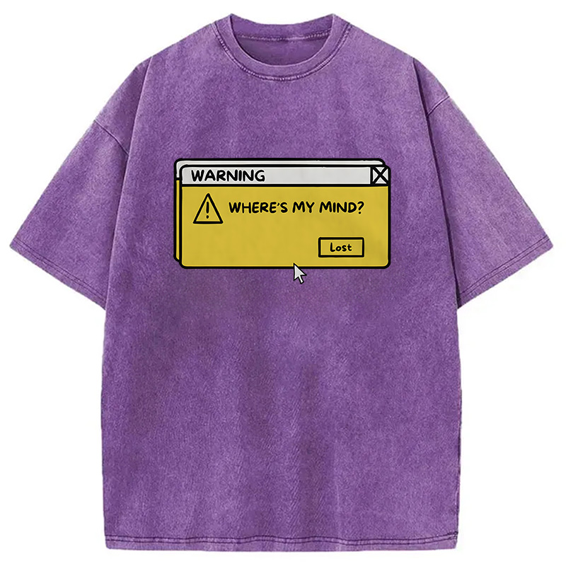 Modecanvas Vintage Warning Computer Tab DTG Printing Washed T-Shirt-modecanvas