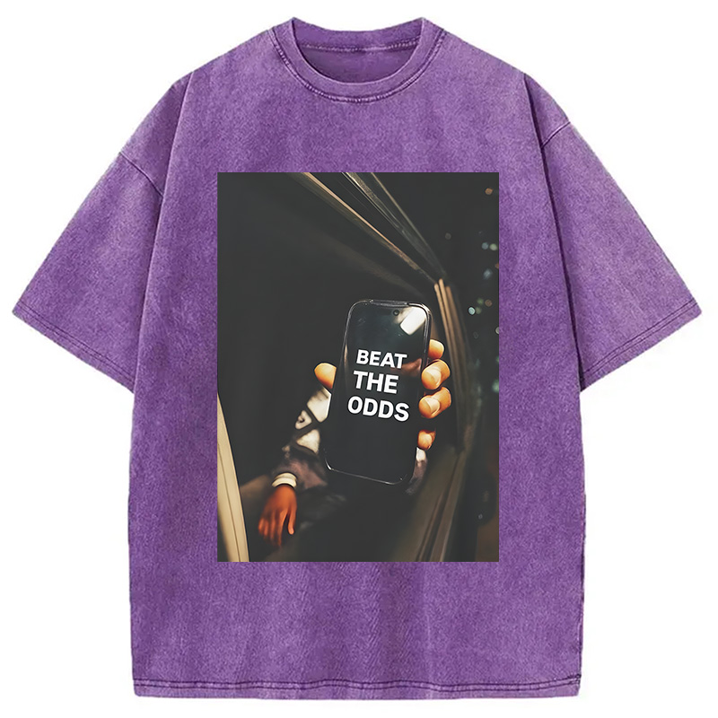 Modecanvas Beat The Odds Funny Meme DTG Printing Washed T-Shirt-modecanvas