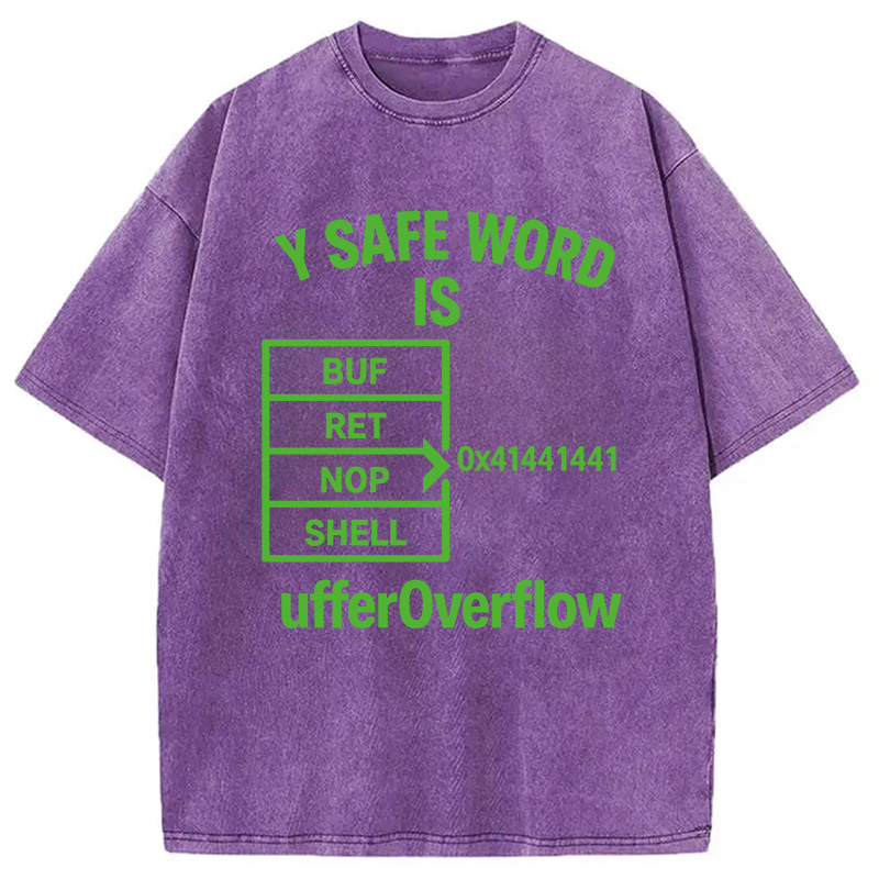 Modecanvas Buffer Overflow Funny Hacker Meme DTG Printing Washed T-Shirt-modecanvas