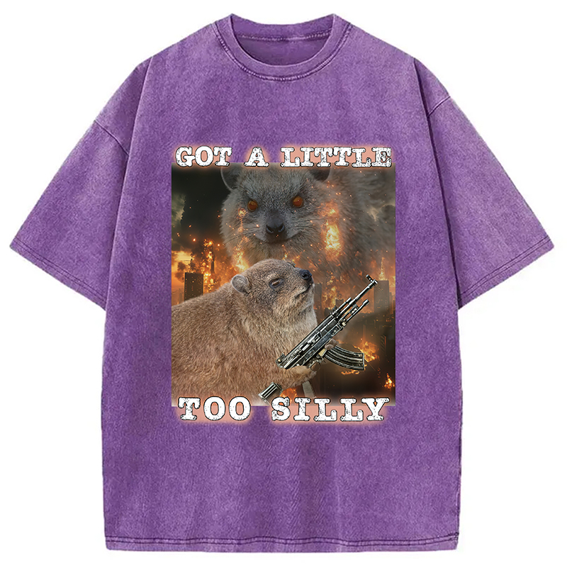 Modecanvas Got A Little Too Silly Rock Hyrax Washed T-Shirt