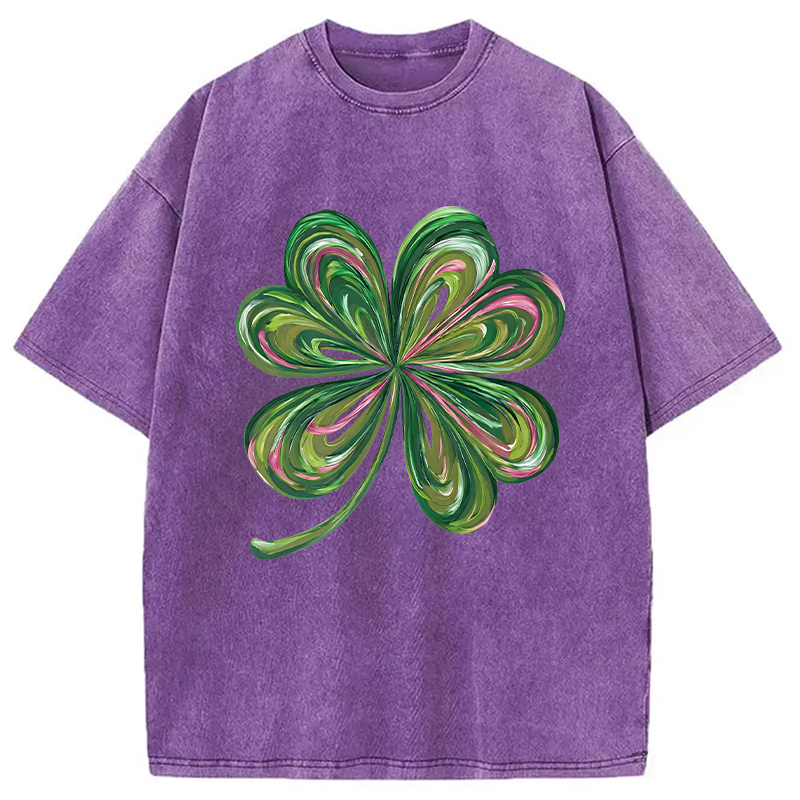 Modecanvas Lucky Shamrock DTG Printing Washed T-Shirt-modecanvas