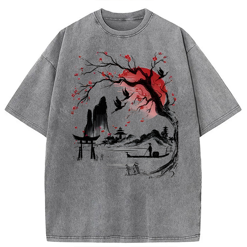 Modecanvas Japanese Dream DTG Printing Washed T-Shirt