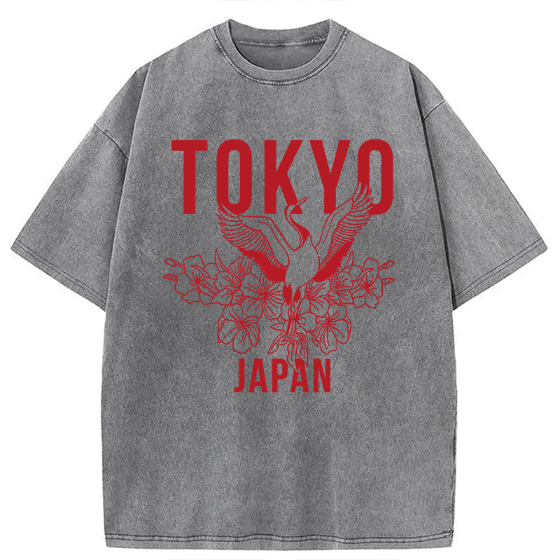 Modecanvas Japanese Bird Tokyo DTG Printing Washed T-Shirt