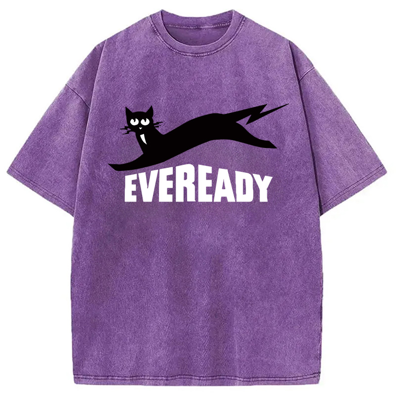 Modecanvas Eveready Cat DTG Printing Washed T-Shirt