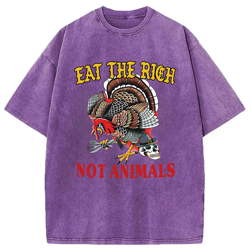 Modecanvas Eat the Rich Not Animals DTG Printing Washed T-Shirt