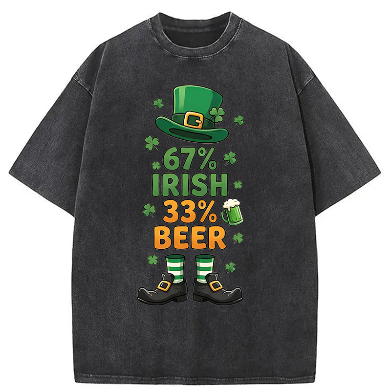 Modecanvas 67 Irish 33 Beer DTG Printing Washed T-Shirt