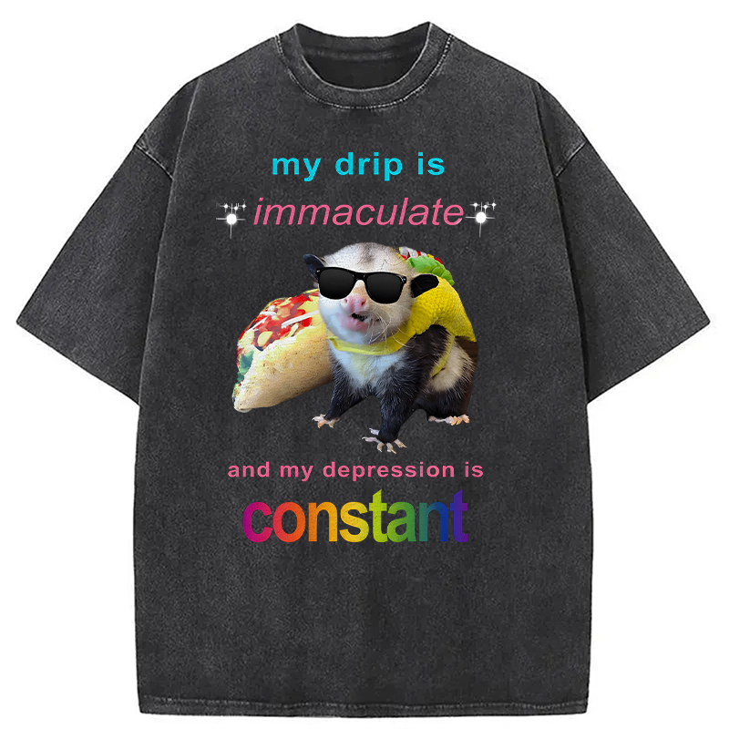Modecanvas My Drip Is Immaculate DTG Printing Washed T-Shirt