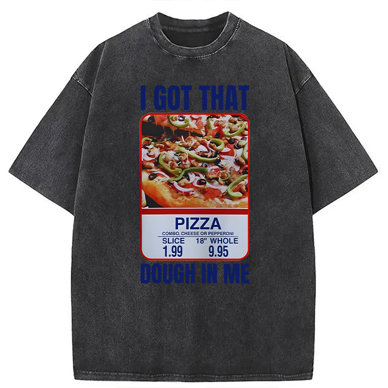 Modecanvas Fun Pizza Meme DTG Printing Washed T-Shirt