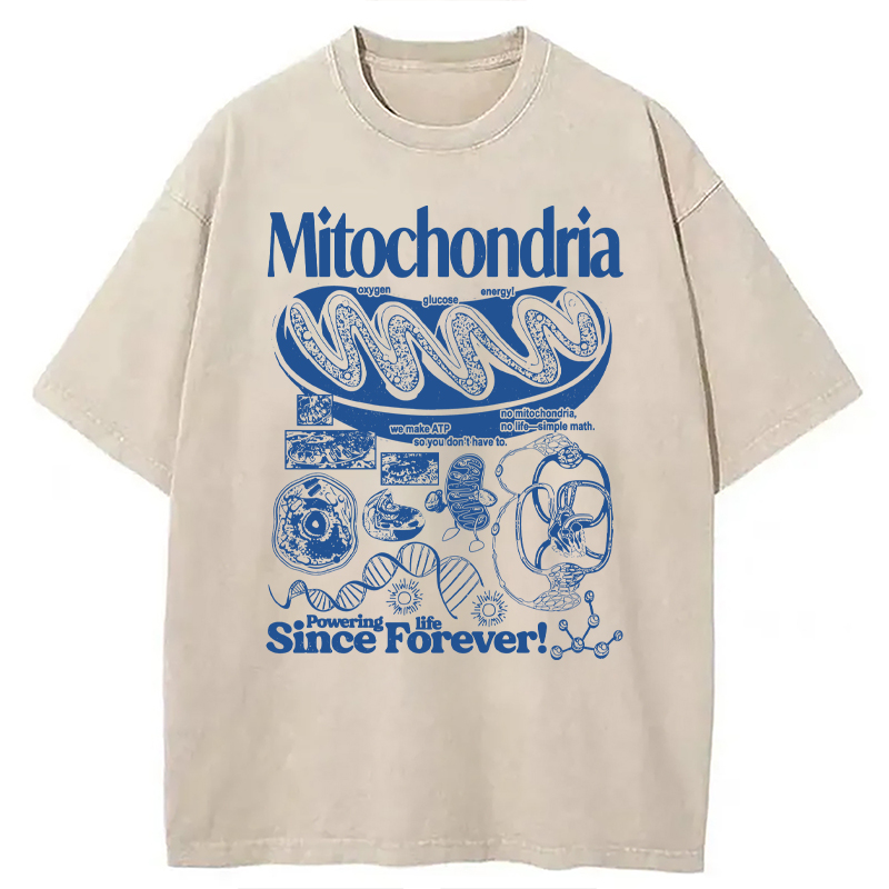 Modecanvas Mitochondria Vintage Science DTG Printing Washed T-Shirt