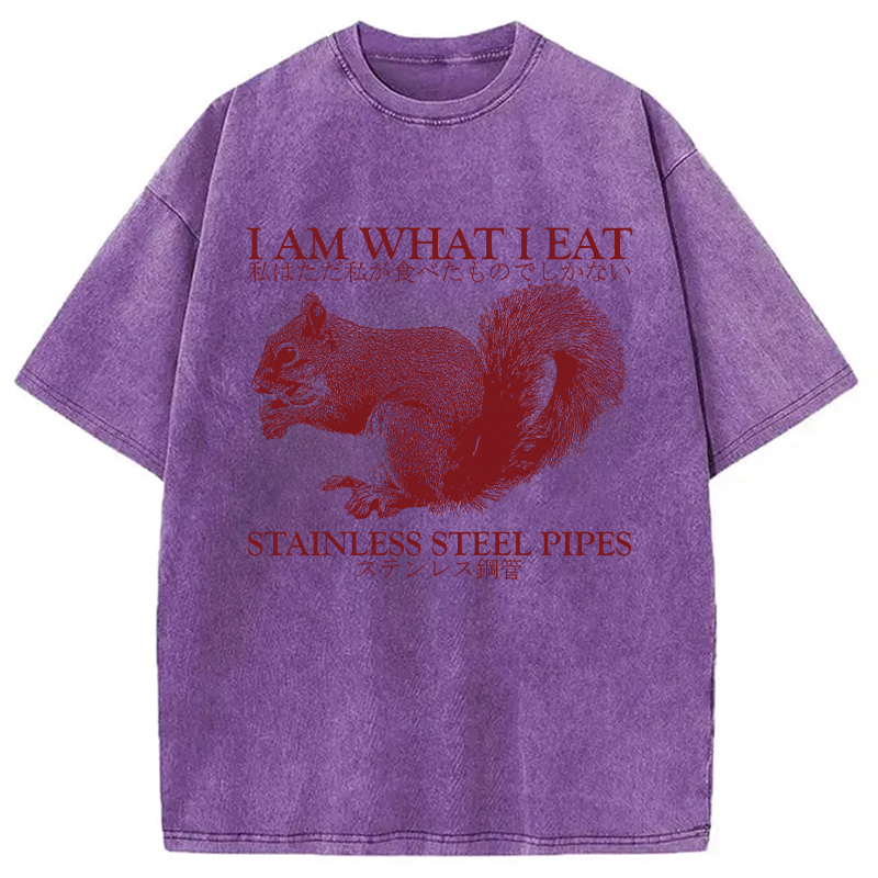 Modecanvas I Am What I Eat DTG Printing Washed T-Shirt