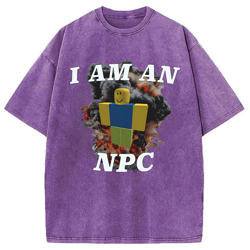 Modecanvas Roblox NPC Meme DTG Printing Washed T-Shirt