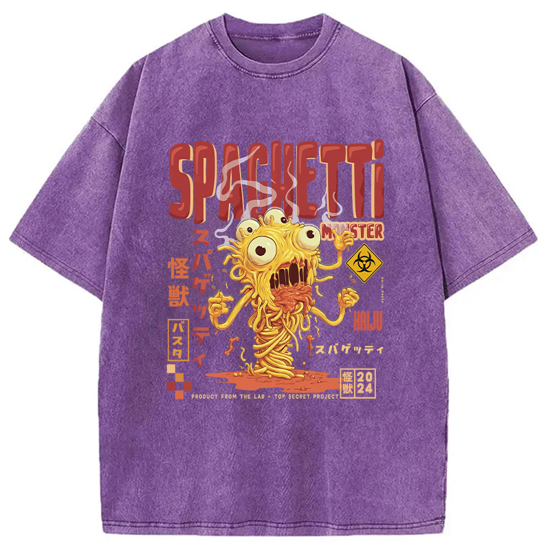 Modecanvas Monster Spaghetti Japanese Retro Tokyo Washed T-Shirt