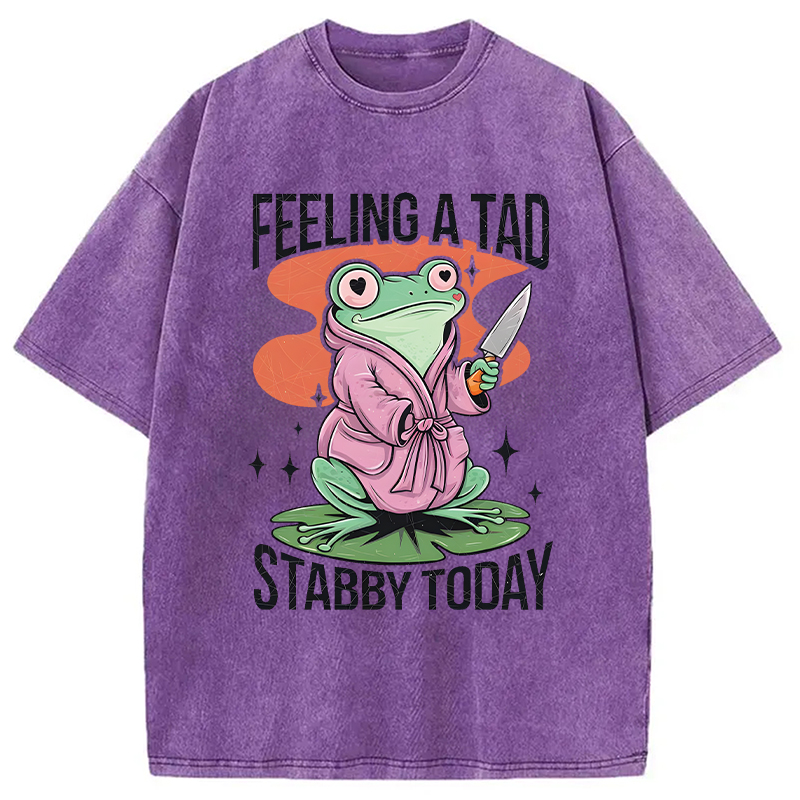 Modecanvas Stabby Frog Funny Meme DTG Printing Washed T-Shirt