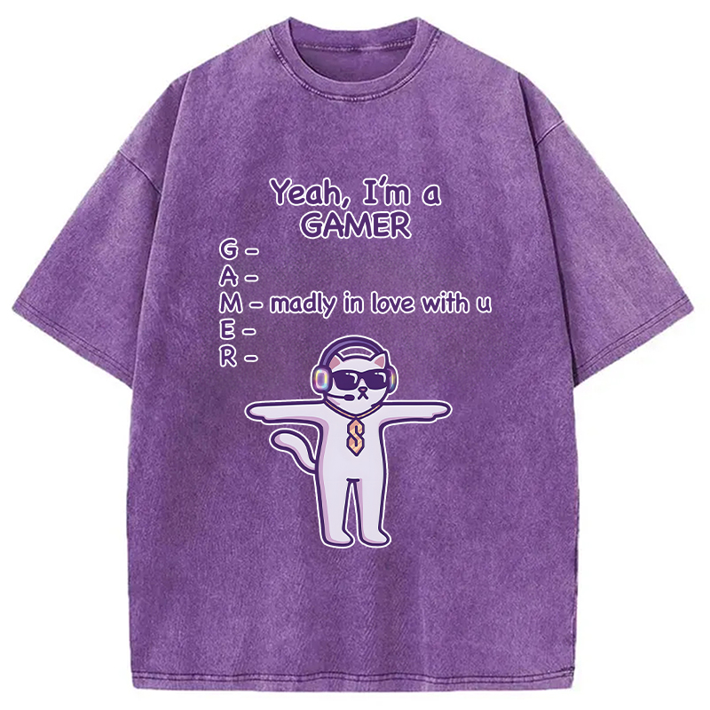 Modecanvas Madly In Love With You DTG Printing Washed T-Shirt