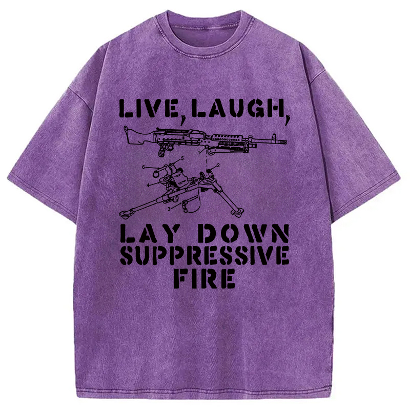 Modecanvas Suppression By Force Funny DTG Printing Washed T-Shirt